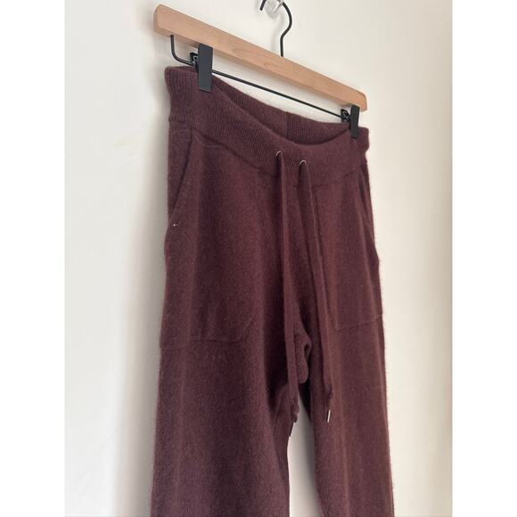 Garnet Hill Cashmere Blend Jogger Pants - Burgundy - Size S - Picture 2 of 7
